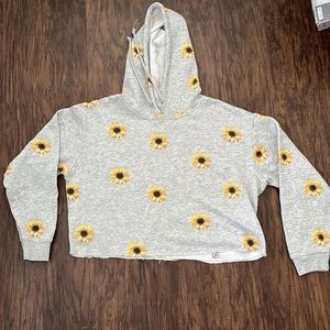 Grey sunflower cropped hoodie